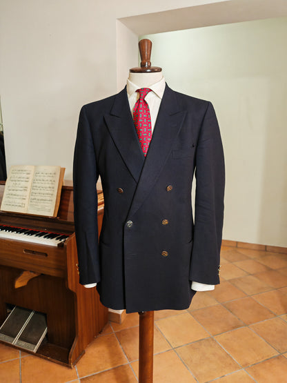 Blazer doppiopetto navy in pura lana flanella - tg. 54