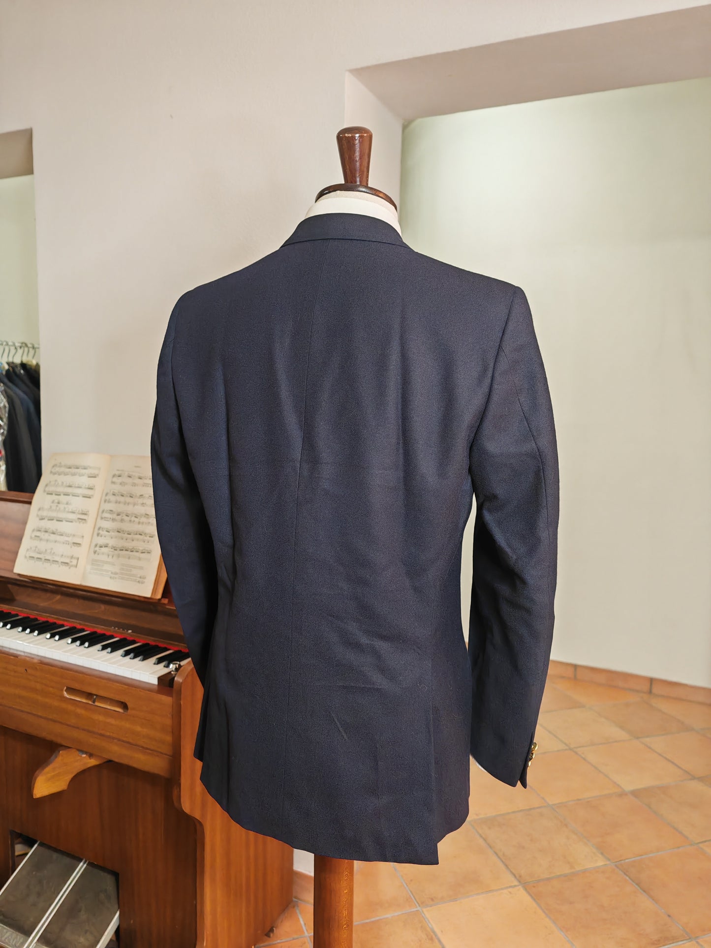 Blazer doppiopetto navy in pura lana flanella - tg. 54