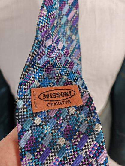 Cravatta Missoni tasselli geometrici jacquard