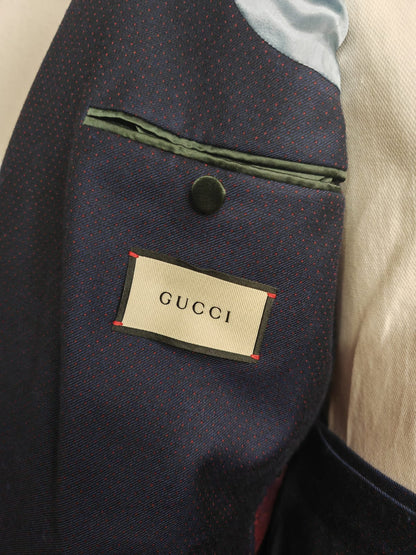 Completo Gucci stile moderno slim fit in flanella blu - tg. 50