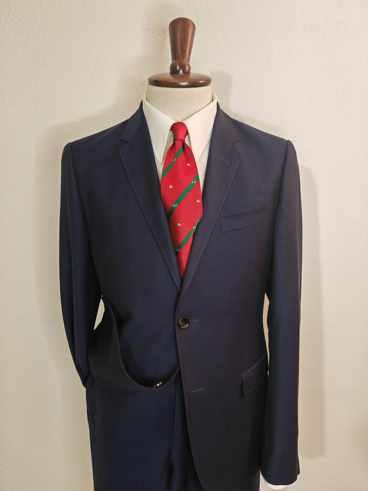 Completo Gucci stile moderno slim fit in flanella blu - tg. 50