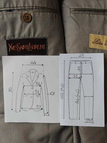 Completo doppiopetto Yves Saint Laurent anni '70/'80 in pura seta shantung - tg. 50