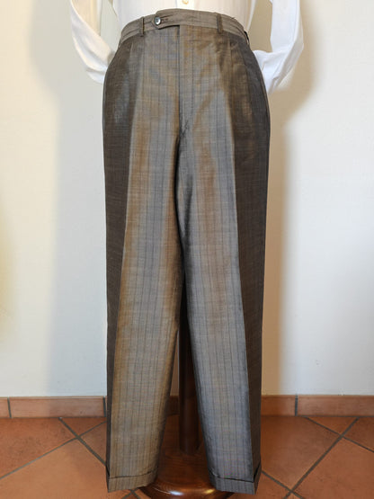 Completo doppiopetto Yves Saint Laurent anni '70/'80 in pura seta shantung - tg. 50