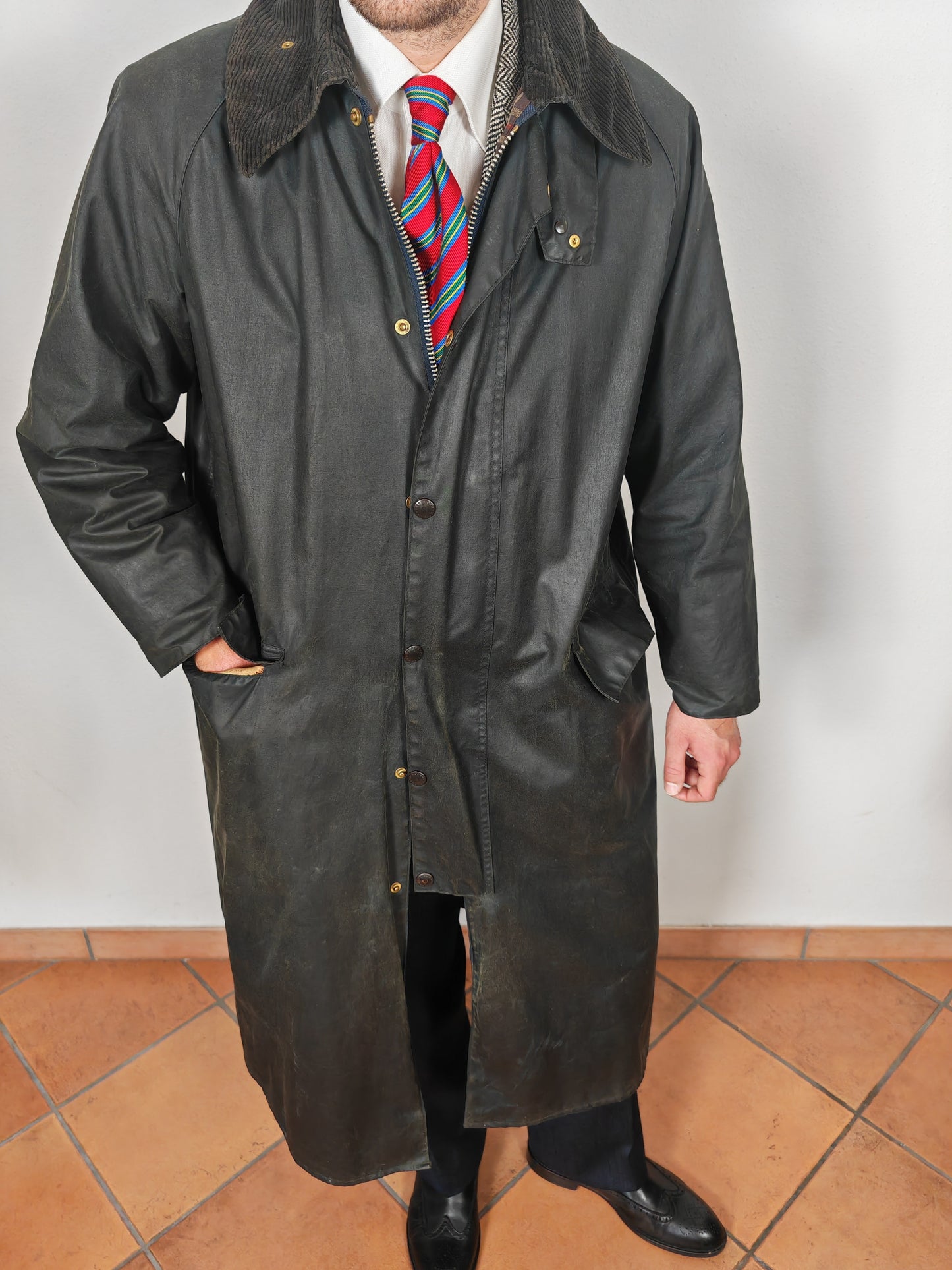 Barbour Burghley anni '80 due corone, nero - C40/102cm