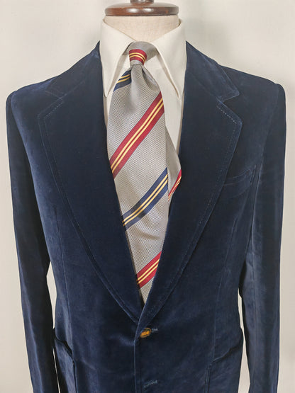 Blazer sartoriale anni '70 in velluto blu - tg. 50/52