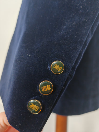 Blazer sartoriale anni '70 in velluto blu - tg. 50/52