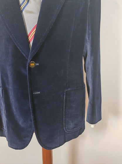 Blazer sartoriale anni '70 in velluto blu - tg. 50/52