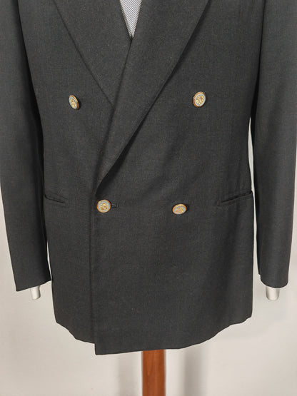 Blazer doppiopetto sartoriale anni '70 in stile navy, color antracite - tg. 50/52