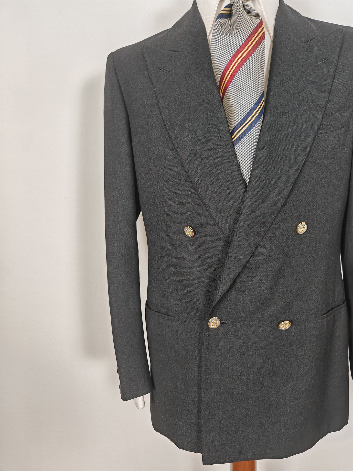 Blazer doppiopetto sartoriale anni '70 in stile navy, color antracite - tg. 50/52