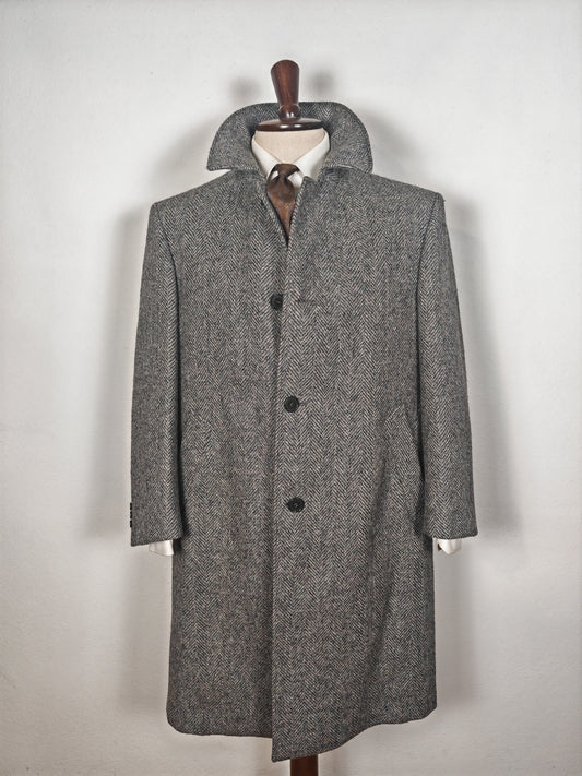 Cappotto in tweed grigio spigato anni '80 - tg. 50/52