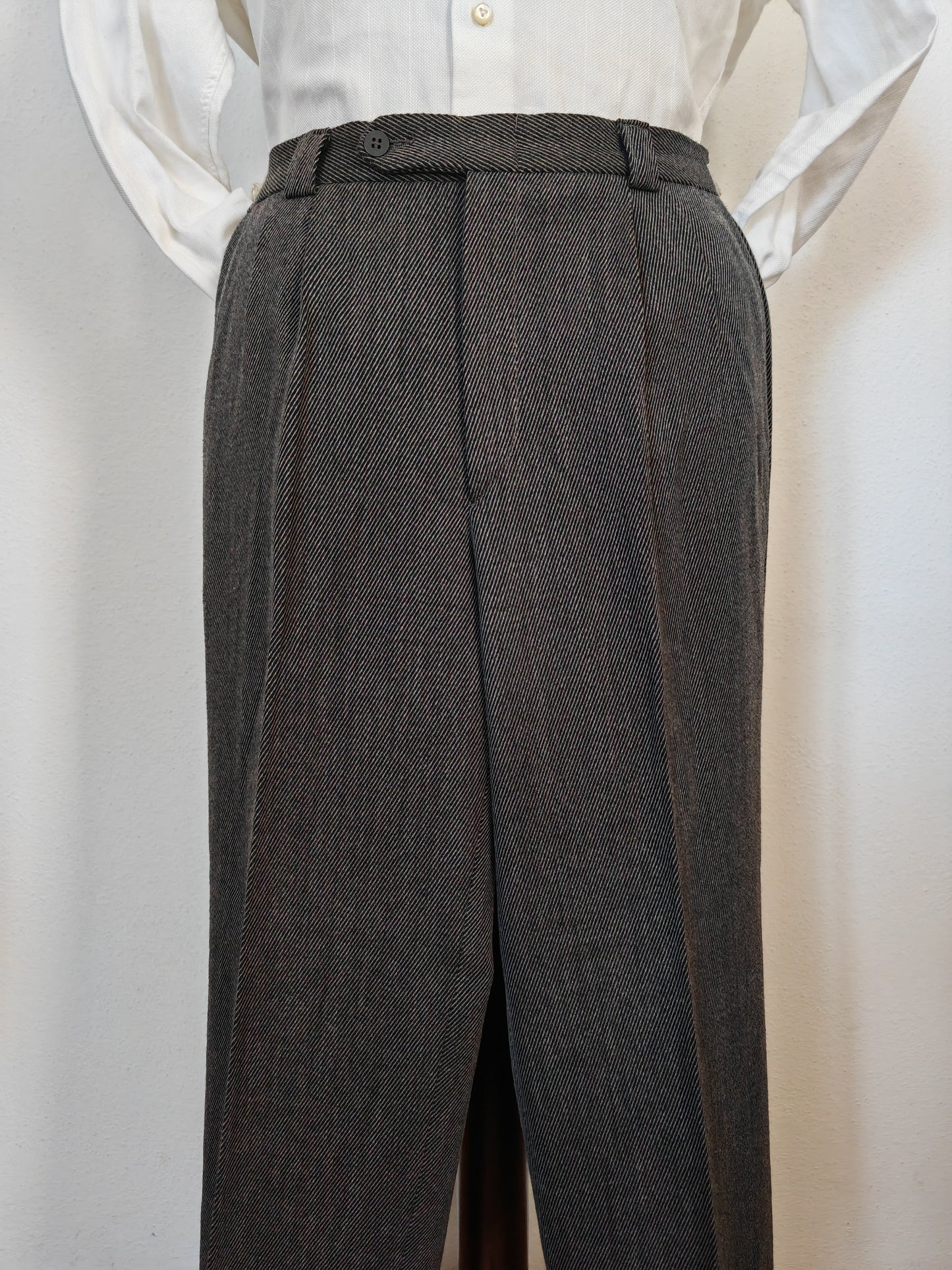 Pantalone grigio in twill di lana anni '80 - tg. 48