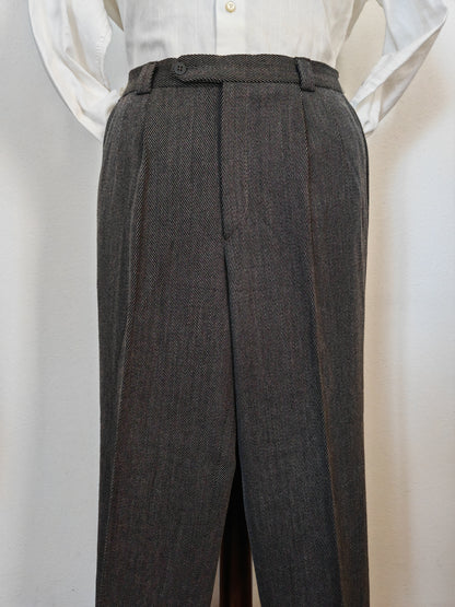 Pantalone grigio in twill di lana anni '80 - tg. 48