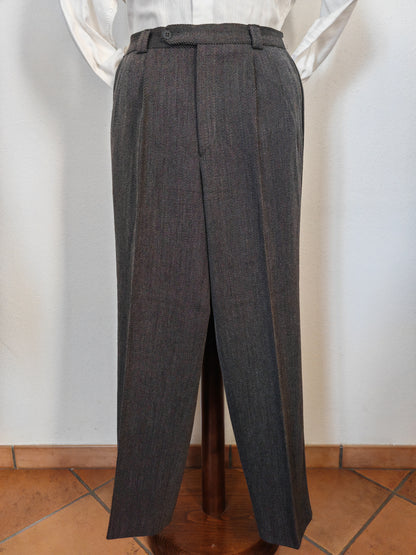 Pantalone grigio in twill di lana anni '80 - tg. 48