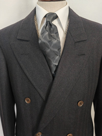 Cappotto sartoriale doppiopetto in tessuto spinato scozzese Crombie - tg. 50