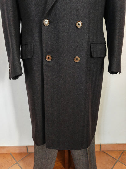 Cappotto sartoriale doppiopetto in tessuto spinato scozzese Crombie - tg. 50