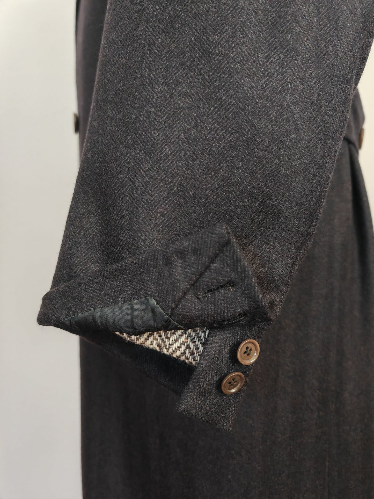 Cappotto sartoriale doppiopetto in tessuto spinato scozzese Crombie - tg. 50