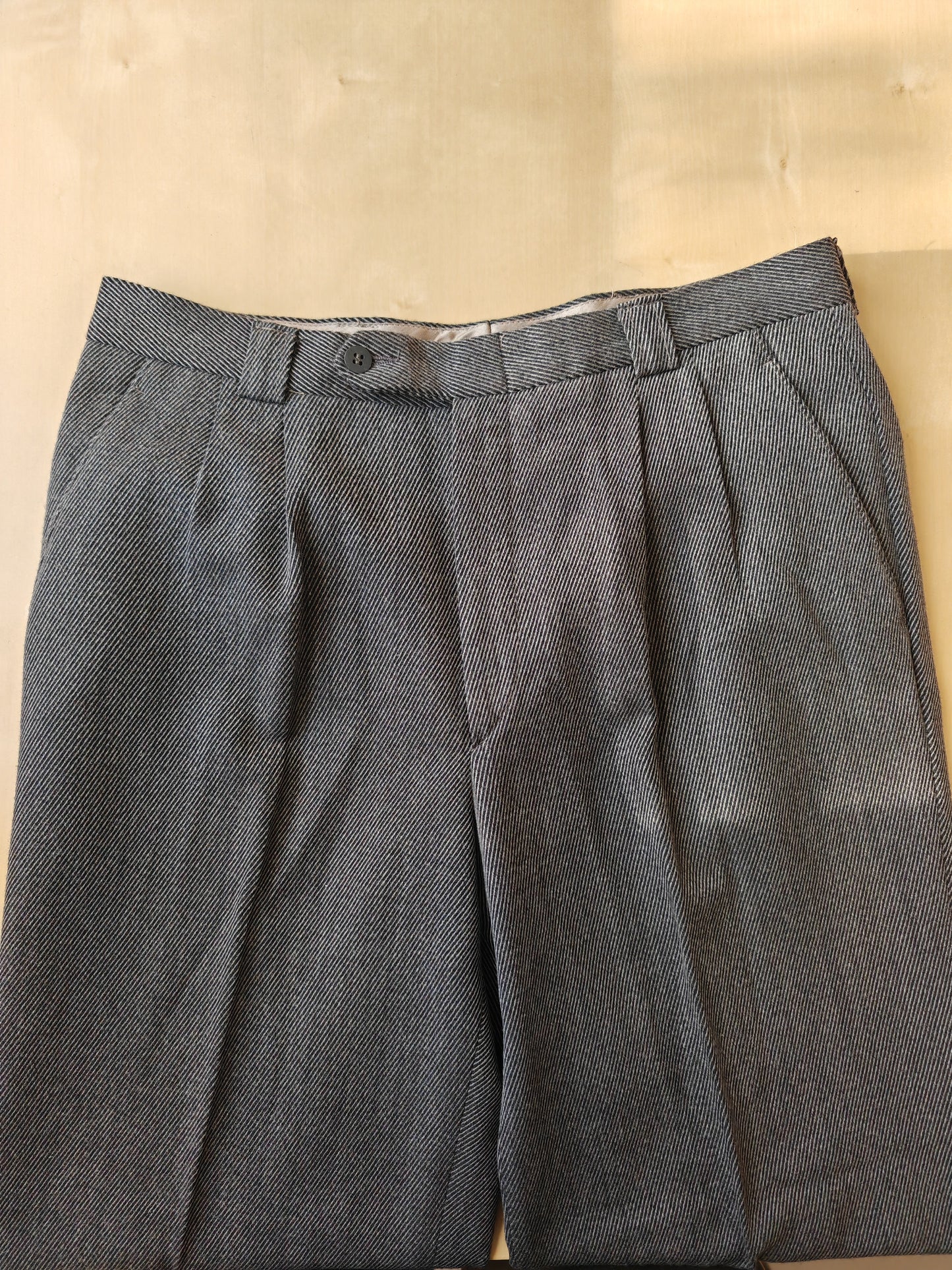 Pantalone grigio in twill di lana anni '80 - tg. 48