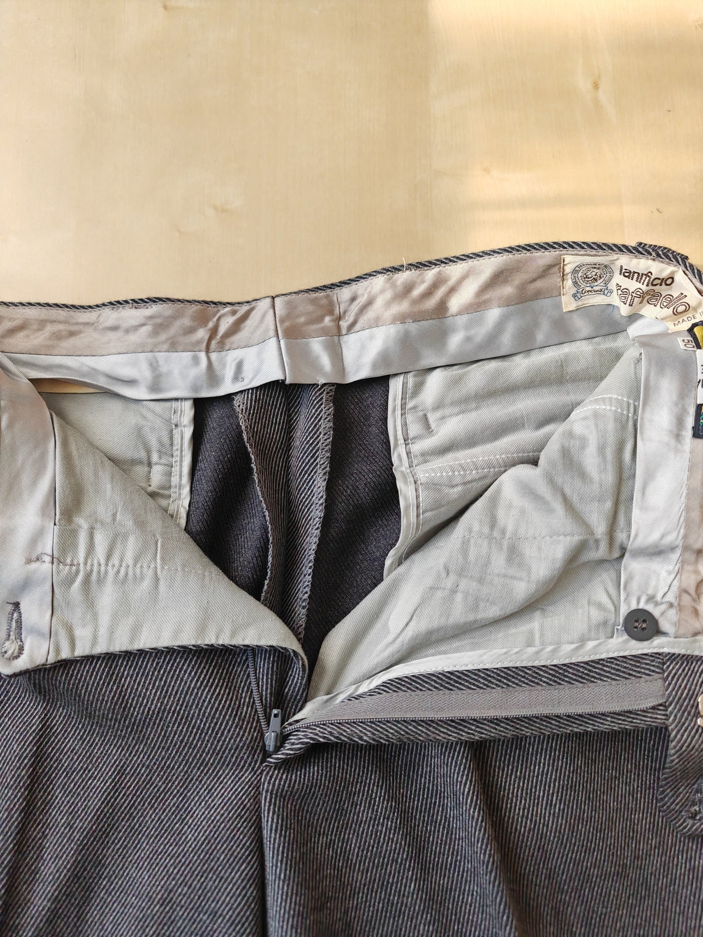 Pantalone grigio in twill di lana anni '80 - tg. 48