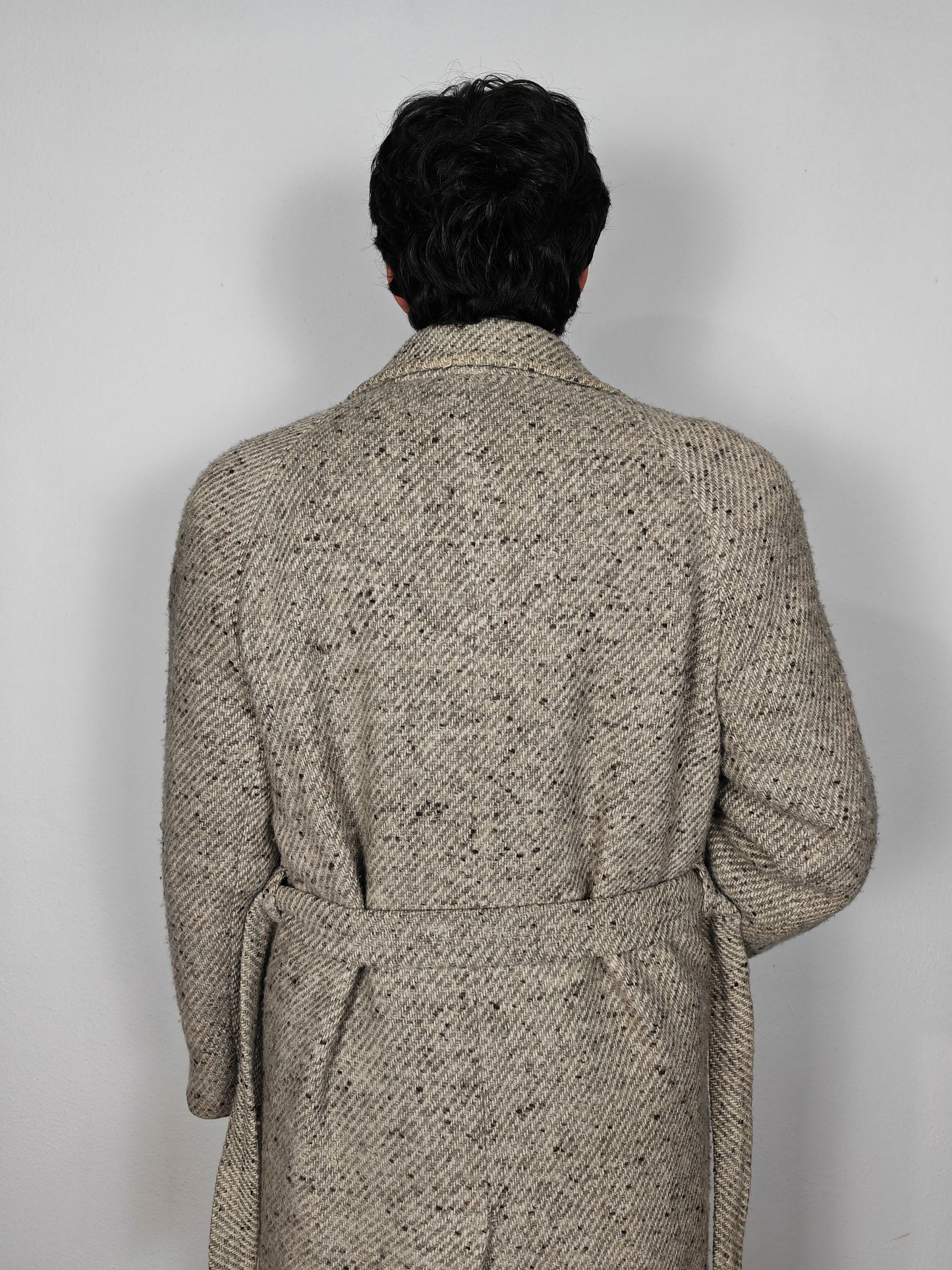 Cappotto raglan doppiopetto in tweed ecru - tg. 48-52