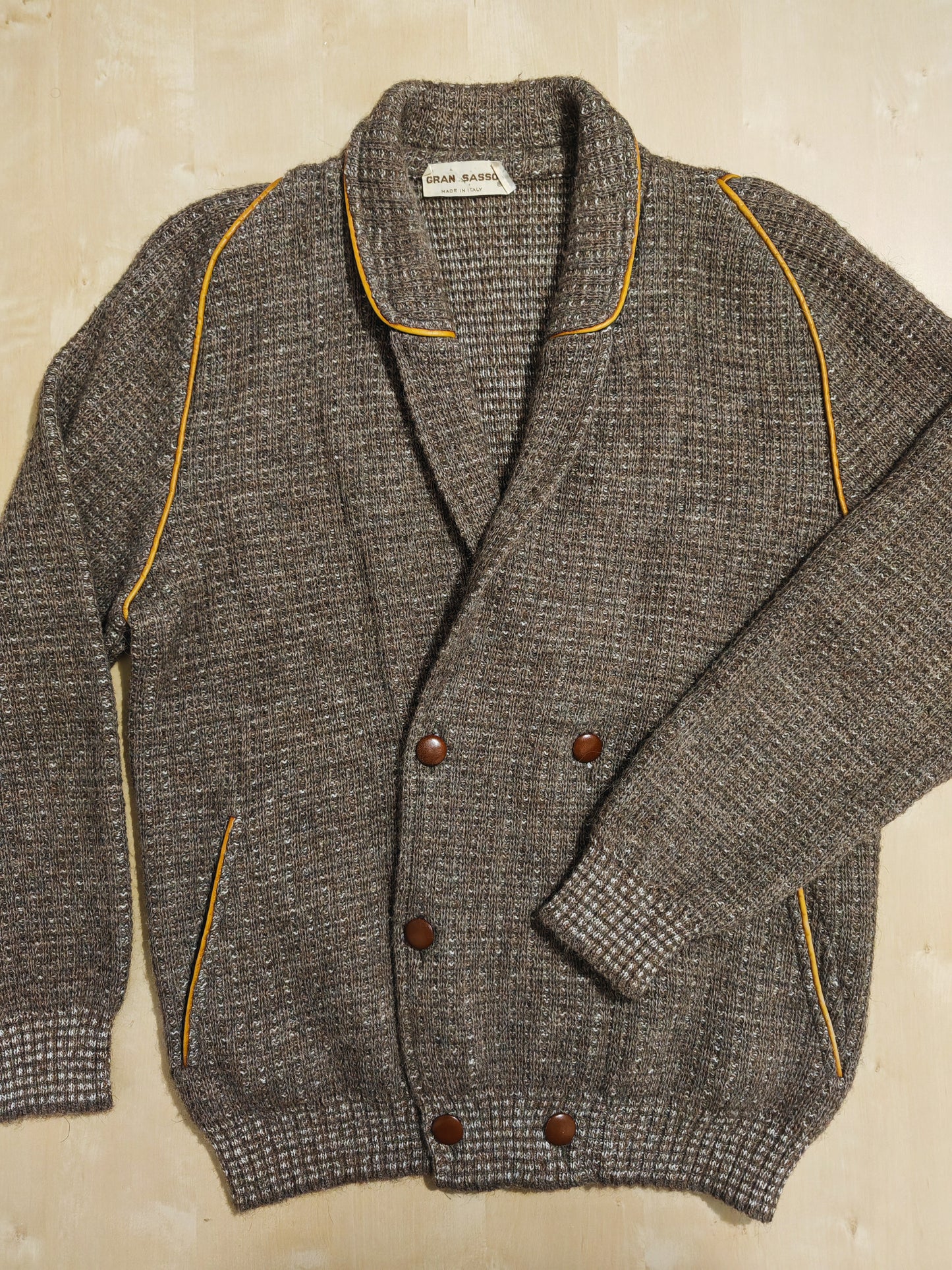 Cardigan doppiopetto anni '70 Gran Sasso in misto alpaca e lana - M/L