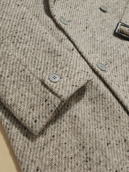 Cappotto raglan doppiopetto in tweed ecru - tg. 48-52