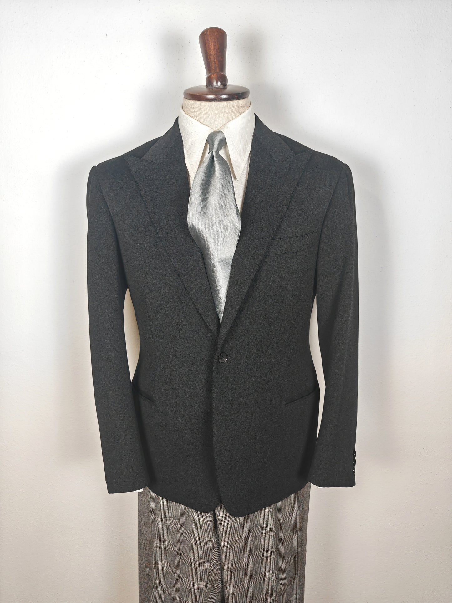 Giacca sartoriale anni '50/'60 in flanella grigio antracite - tg. 46