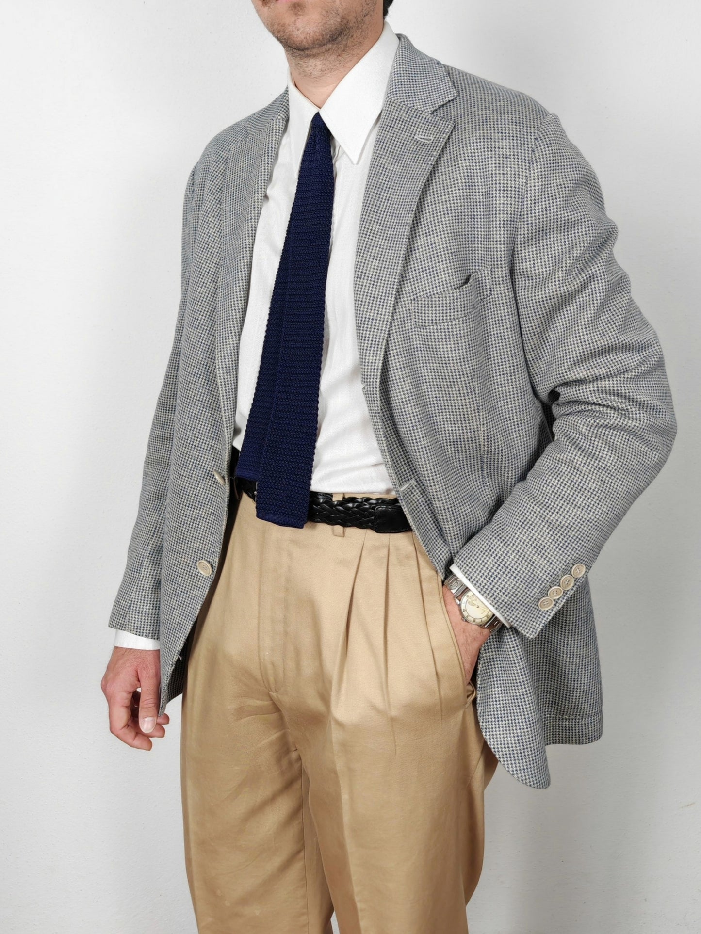 Giacca Loro Piana in jersey cotone e lino pied-de-poule - tg. 50