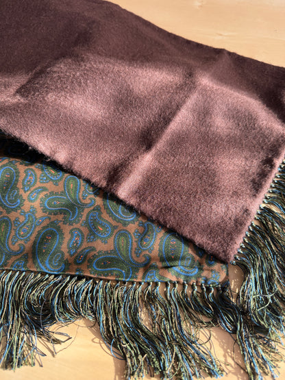 Sciarpa double face in seta paisley e cashmere-lana scozzese
