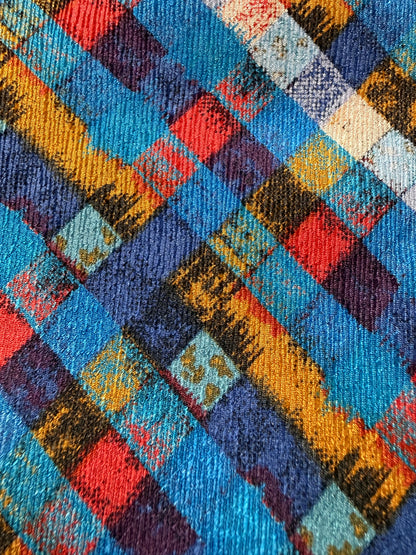 Cravatta Missoni fantasia reticolo blu oro rosso
