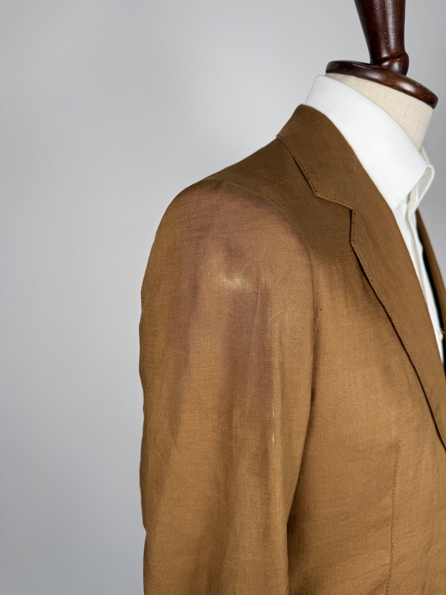 Giacca sartoriale in lino irlandese color tabacco - tg. 48
