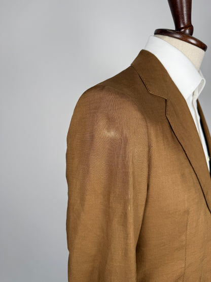 Giacca sartoriale in lino irlandese color tabacco - tg. 48
