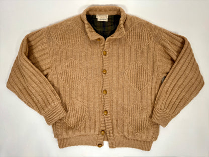 Cardigan-giubbotto anni ‘80 in cammello e lana - XL