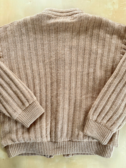 Cardigan-giubbotto anni ‘80 in cammello e lana - XL