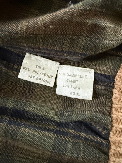 Cardigan-giubbotto anni ‘80 in cammello e lana - XL