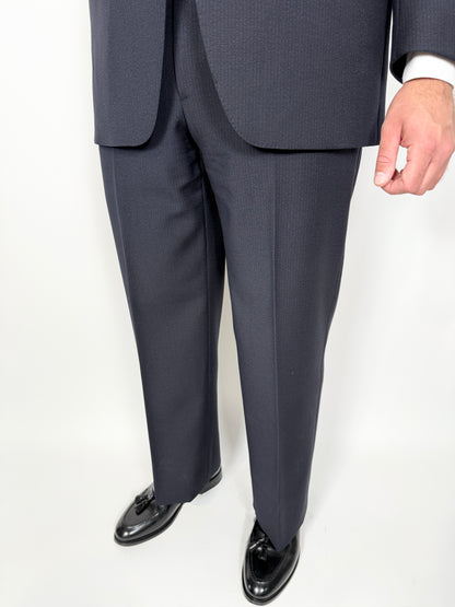 Completo anni ‘70 tela di lana blu gessato - tg. 50/52