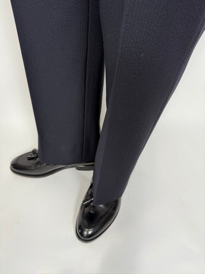 Completo anni ‘70 tela di lana blu gessato - tg. 50/52