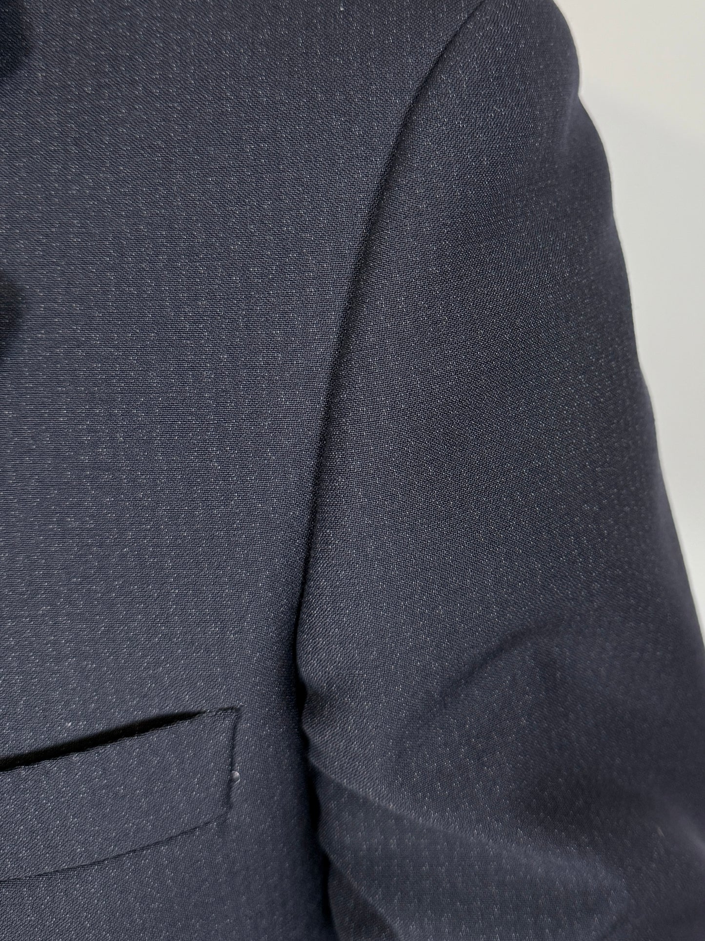Completo anni ‘70 tela di lana blu gessato - tg. 50/52