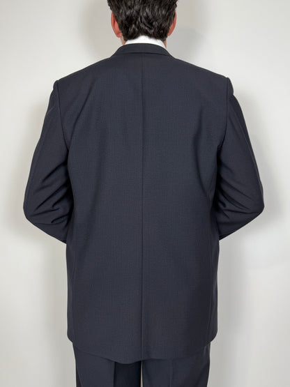 Completo anni ‘70 tela di lana blu gessato - tg. 50/52