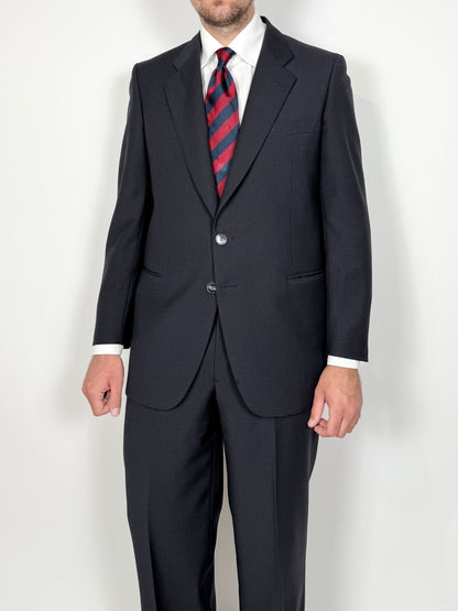 Completo anni ‘70 tela di lana blu gessato - tg. 50/52