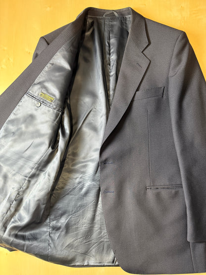 Completo anni ‘70 tela di lana blu gessato - tg. 50/52