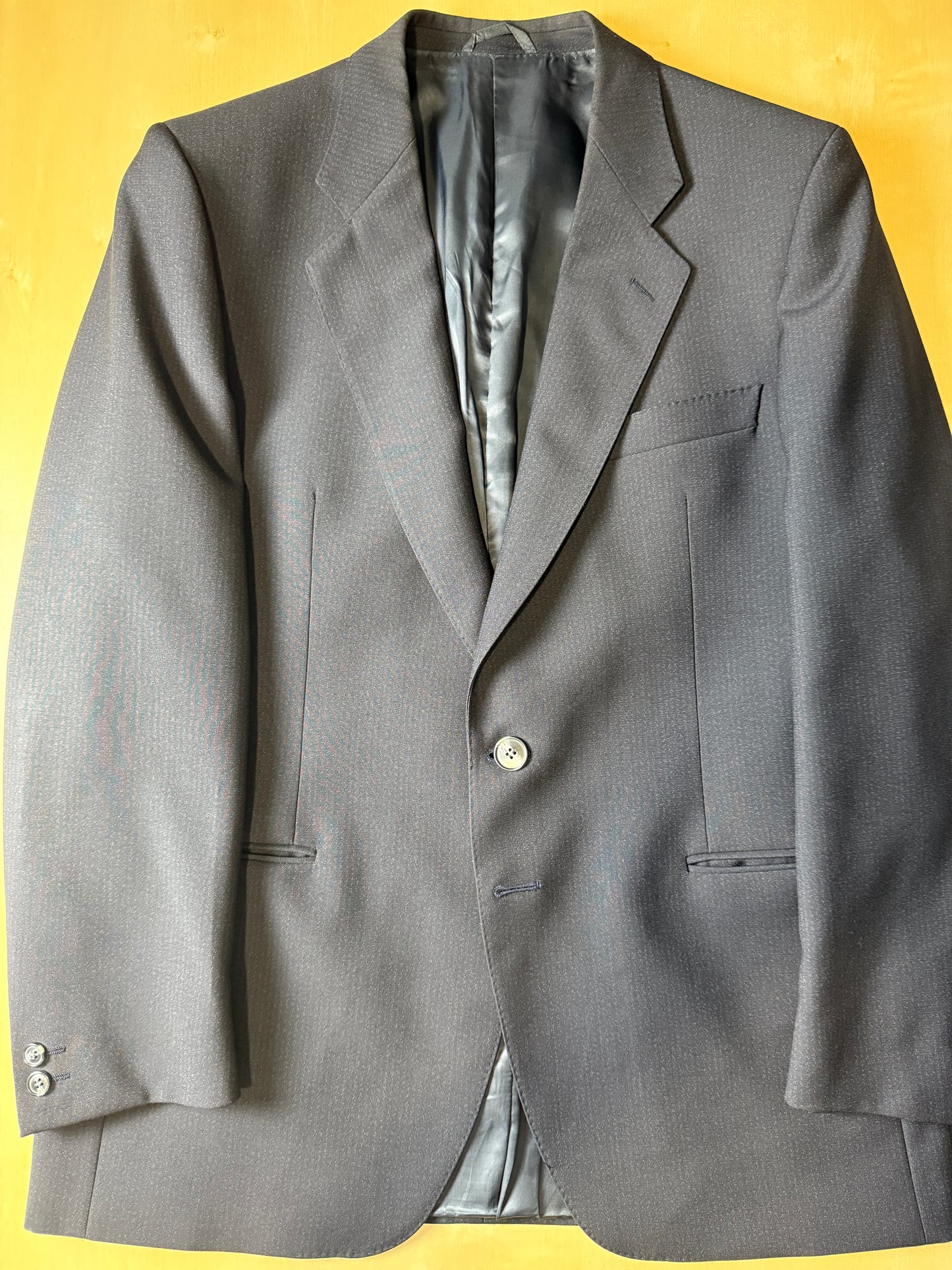 Completo anni ‘70 tela di lana blu gessato - tg. 50/52