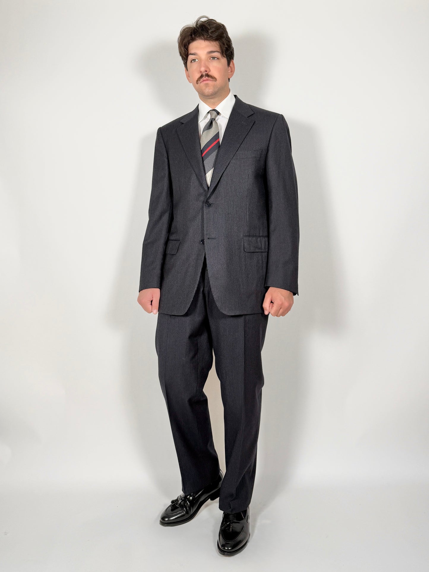 Completo Canali in flanella pettinata blu gessato - tg. 54