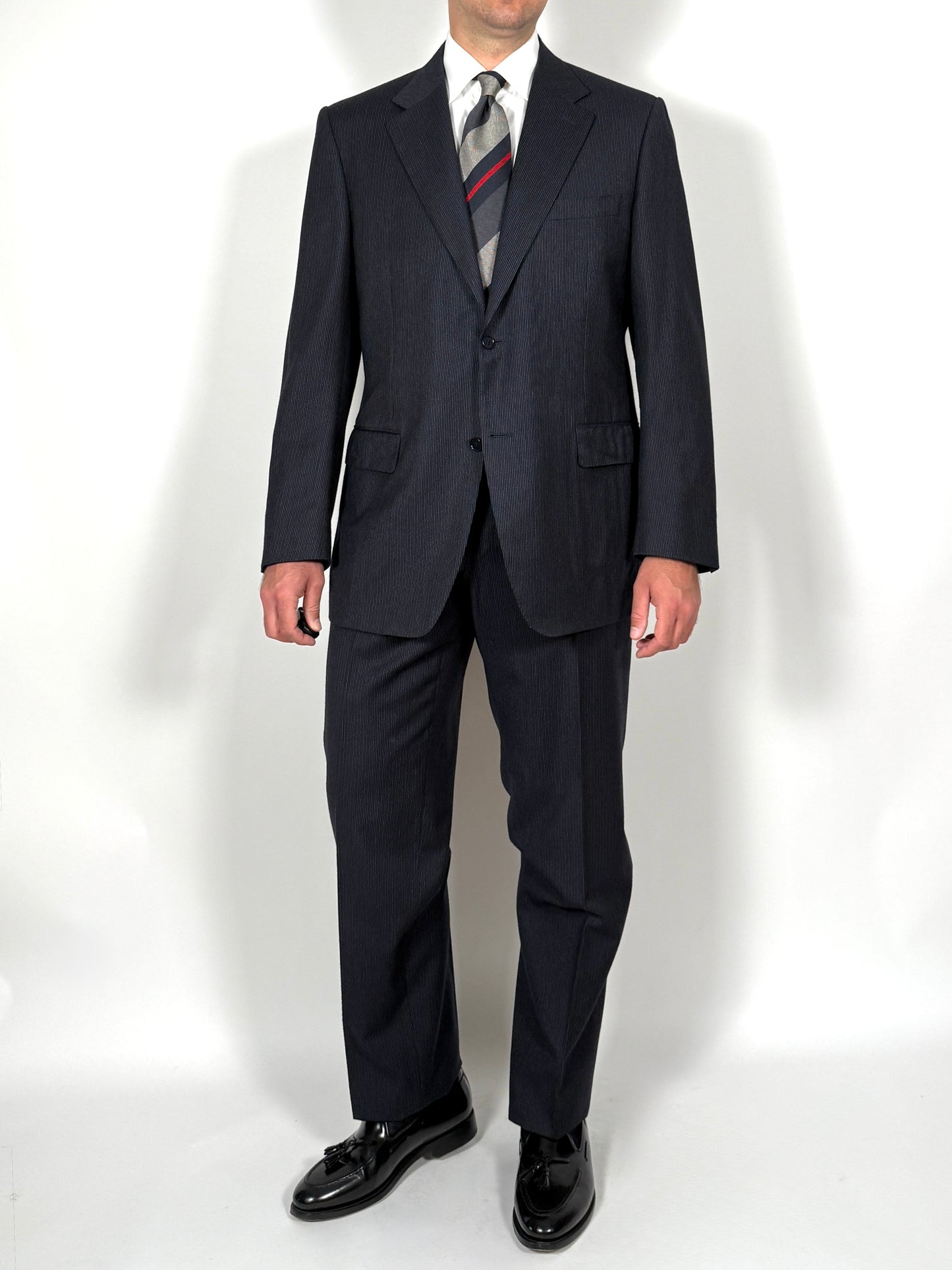 Completo Canali in flanella pettinata blu gessato - tg. 54