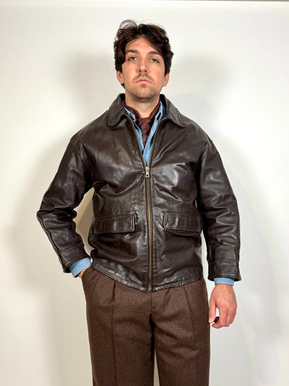 Giubbotto in pelle anni ‘80 color testa di moro - tg. S-M