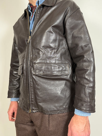 Giubbotto in pelle anni ‘80 color testa di moro - tg. S-M