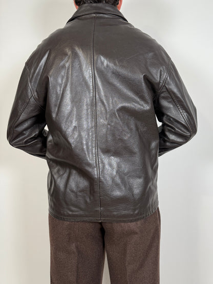 Giubbotto in pelle anni ‘80 color testa di moro - tg. S-M