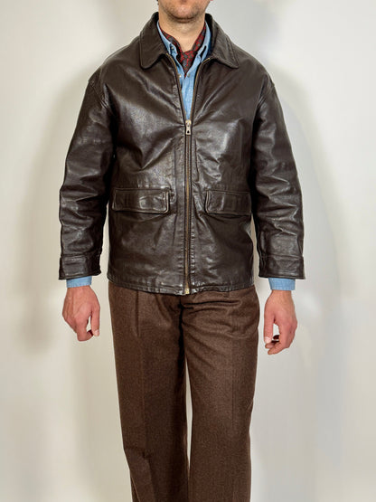 Giubbotto in pelle anni ‘80 color testa di moro - tg. S-M