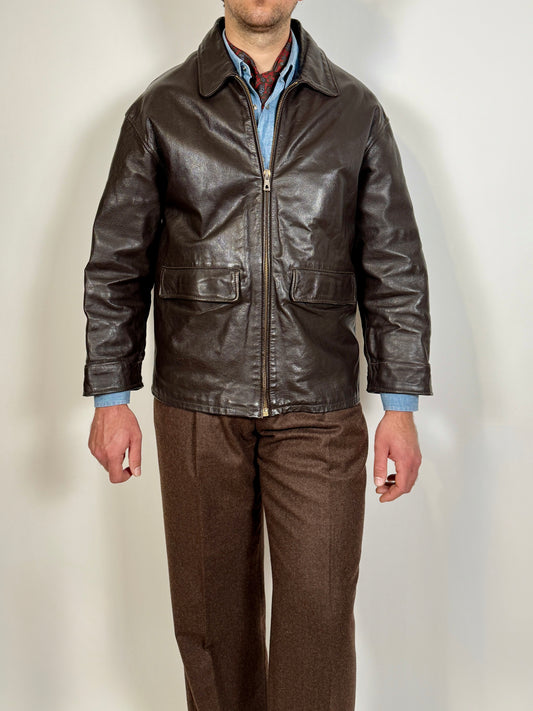 Giubbotto in pelle anni ‘80 color testa di moro - tg. S-M