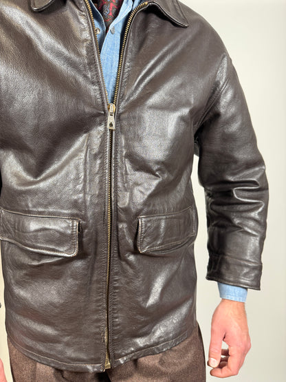 Giubbotto in pelle anni ‘80 color testa di moro - tg. S-M