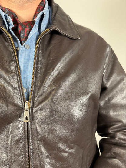 Giubbotto in pelle anni ‘80 color testa di moro - tg. S-M